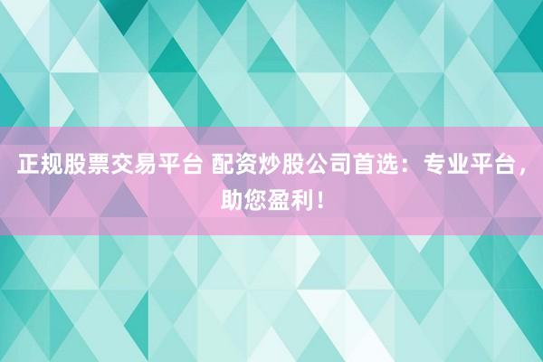 正规股票交易平台 配资炒股公司首选：专业平台，助您盈利！