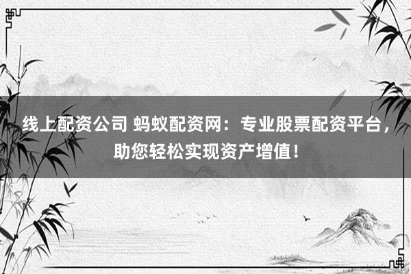 线上配资公司 蚂蚁配资网：专业股票配资平台，助您轻松实现资产增值！